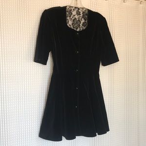 Black Velvet Vintage Mini Dress